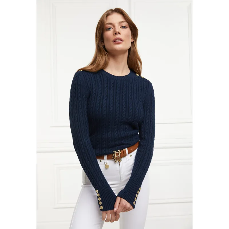 Holland Cooper Seattle Cable Crew Knit - Ink Navy